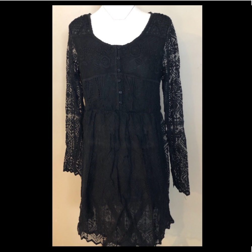 Black lace babydoll dress